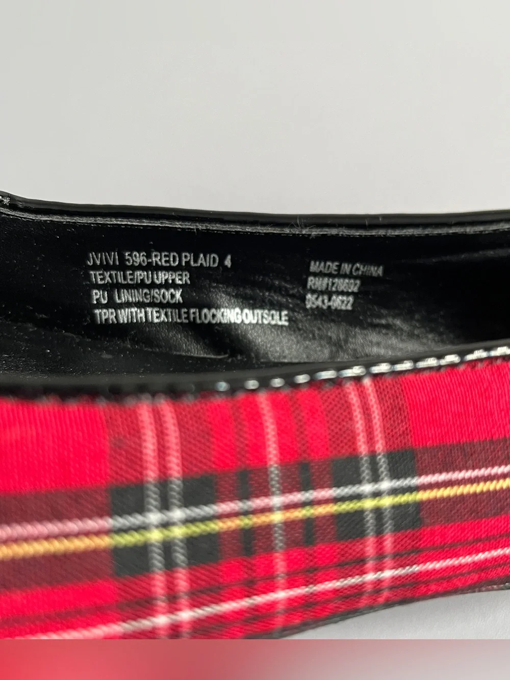 Steve Madden girls ballet flats shoes 4 red tartan plaid holiday patent vivi